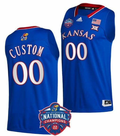 Custom Kansas Jayhawks Jersey College Basketball Name & Number National Champions Logo Royal