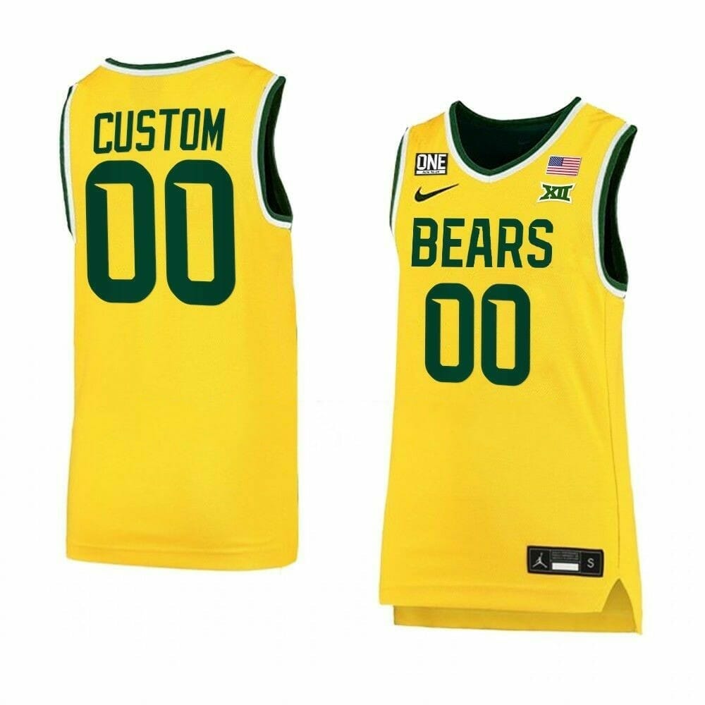 Custom Baylor Bear Basketball Jersey College Name and Number Yellow