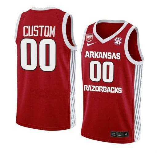 Custom Arkansas Razorbacks Jersey College Basketball Name and Number Red
