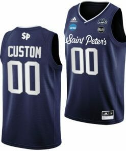 Custom Saint Peter's Peacocks Jersey Name and Number College Basketball 2022 NCAA March Madness Navy BLM
