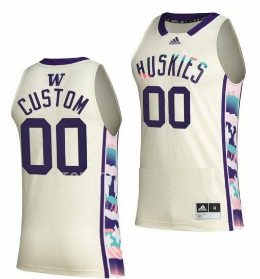 Custom Washington Huskies Jersey Name and Number College Basketball White Honoring