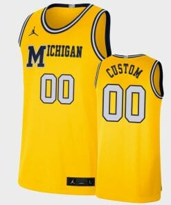 Custom Michigan Wolverines Jersey Name and Number College Basketball Maize Retro