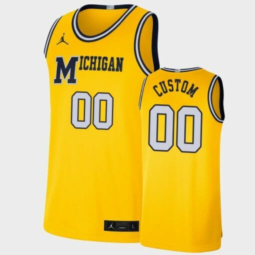 Custom Michigan Wolverines Jersey Name and Number College Basketball Maize Retro