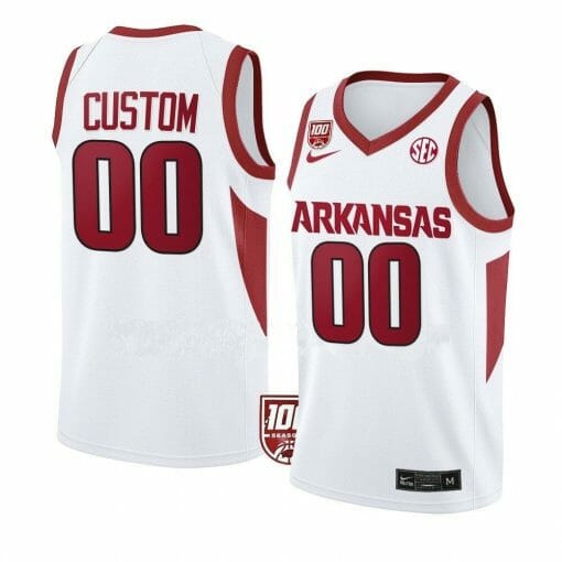 Custom Arkansas Razorbacks Jersey College Basketball Name and Number White 100