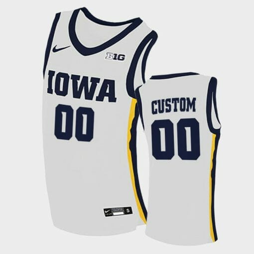 Custom Iowa Hawkeyes Jersey Name and Number College Basketball White