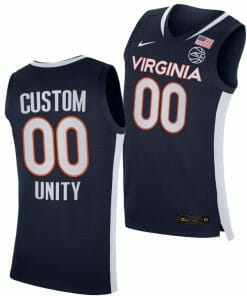 Custom Virginia Cavaliers Jersey Name and Number  College Basketball Unity Road Secondary Logo Navy