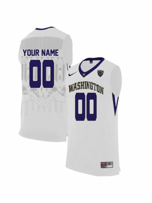 Custom Washington Huskies Jersey College Basketball Name and Number Elite White
