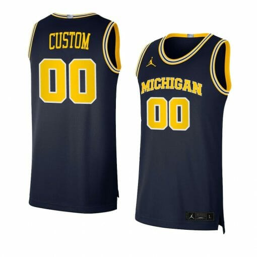 Custom Michigan Wolverines Basketball Jersey College Name and Number Swingman Navy