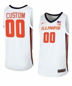 Custom Illinois Fighting Illini Basketball Jersey College Name and Number White Orange