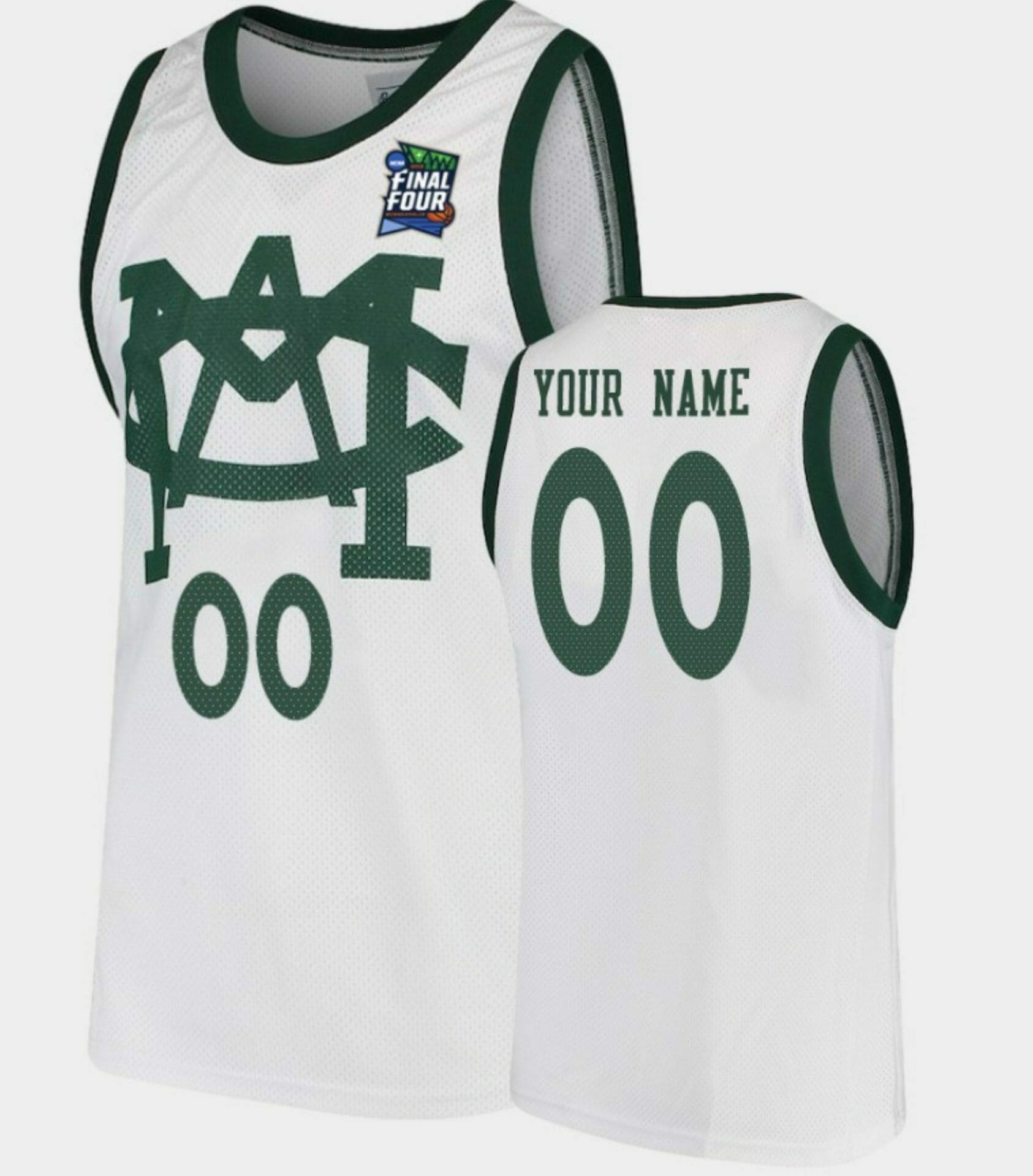 Custom Michigan State Spartans Jersey Name and Number College Basketball Final Four White