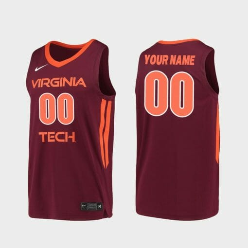 Custom Virginia Tech Hokies Jersey Name and Number College Basketball Maroon