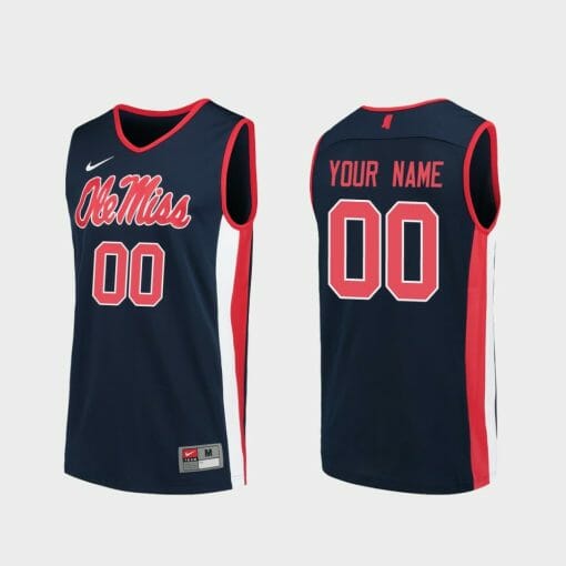 Custom Ole Miss Rebels Jersey Name and Number College Basketball Navy