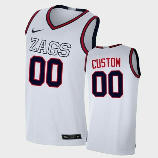 Custom Gonzaga Bulldogs Jersey Name, Number College Basketball White