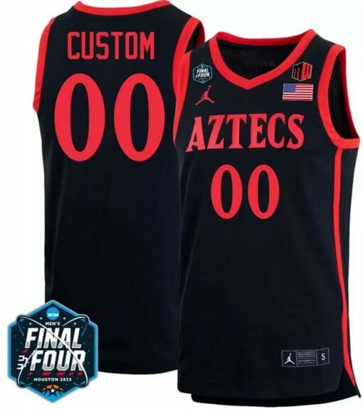 Custom San Diego State Aztecs Jersey Name and Number College Basketball 2023 NCAA Final Four Black