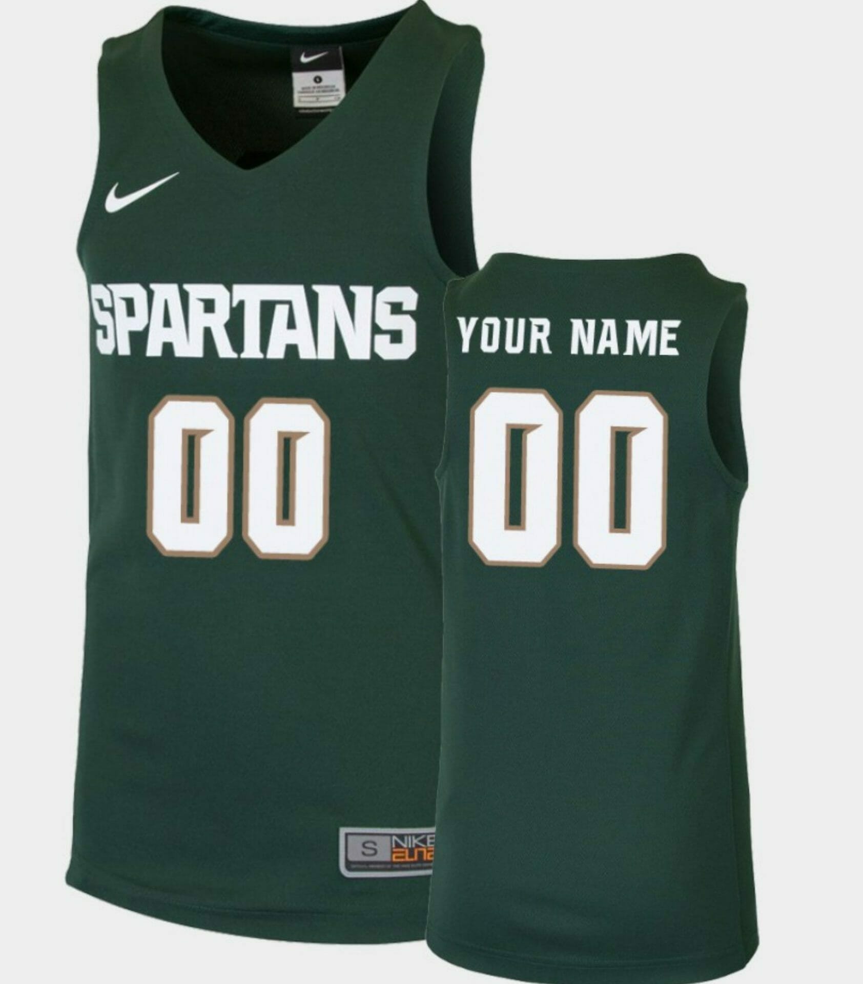Custom Michigan State Jersey Name and Number College Basketball Green White