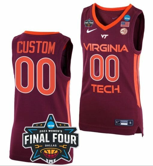 Custom Virginia Tech Hokies Jersey College Basketball Name and Number 2023 NCAA Final Four Maroon