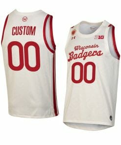 Custom Wisconsin Badgers Basketball Jersey College Name and Number Throwback White