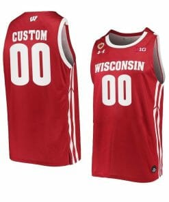 Custom Wisconsin Badgers Basketball Jersey College Name and Number Away Red