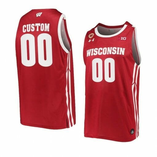 Custom Wisconsin Badgers Basketball Jersey College Name and Number Away Red