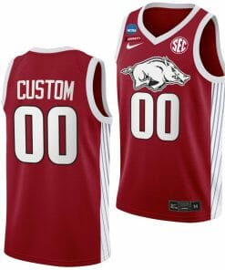 Custom Arkansas Razorbacks Jersey 2023 NCAA March Madness College Basketball Name and NumberRed Elite
