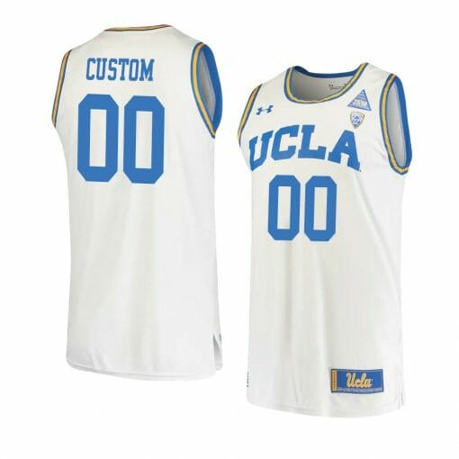 Custom UCLA Bruins Basketball Jersey College Name and Number Retro White