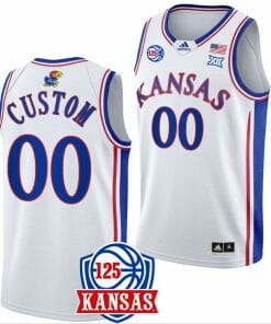 Custom Kansas Jayhawks Jersey College Basketball Name & Number 125th Anniversary Home White