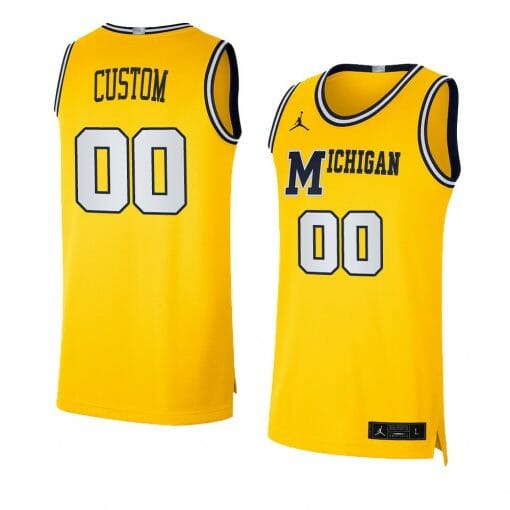 Custom Michigan Wolverines Jersey College Basketball Name and Number Yellow