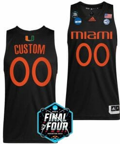 Custom Miami Hurricanes Jersey College Basketball Name And Number 2023 NCAA Final Four Black
