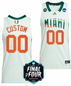 Custom Miami Hurricanes Jersey White College Basketball Name And Number 2023 NCAA Final Four
