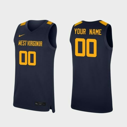 Custom West Virginia Jersey Name and Number Mountaineers College Basketball Navy