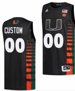 Custom Miami Hurricanes Jersey Black College Basketball Name And Number ACC