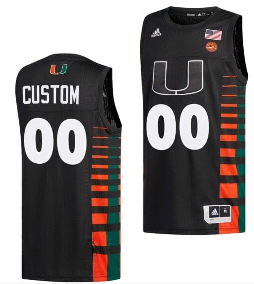 Custom Miami Hurricanes Jersey Black College Basketball Name And Number ACC