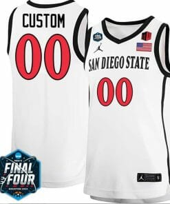 Custom San Diego State Aztecs Jersey Name and Number College Basketball 2023 NCAA Final Four White