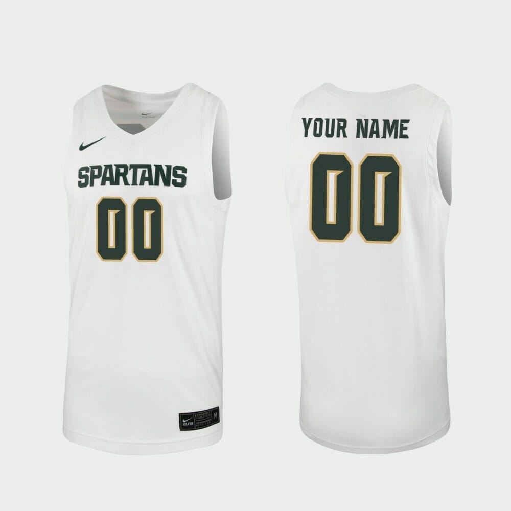 Custom Michigan State Spartans Jersey Name and Number College Basketball White