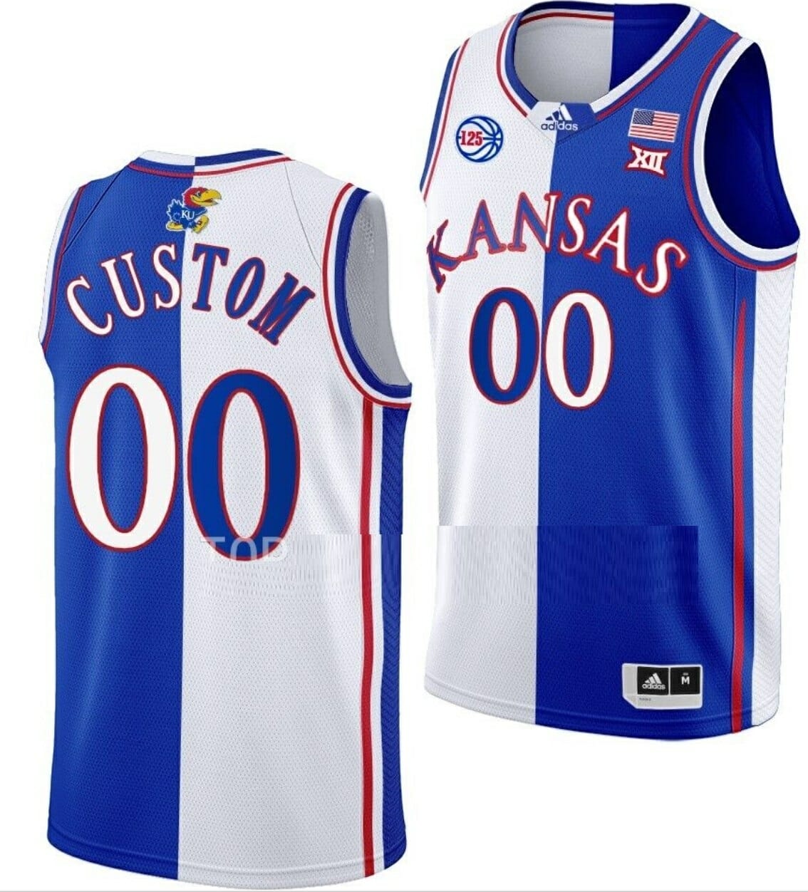 Custom Kansas Jayhawks Jersey College Name & Number Basketball Split Edition White Royal