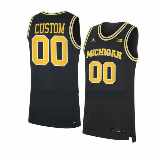 Custom Michigan Wolverines Basketball Jersey College Name and Number Navy BIG Patch