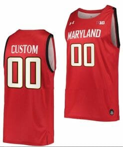 Custom Maryland Terrapins Jersey NCAA College Basketball Name and Number Away Red