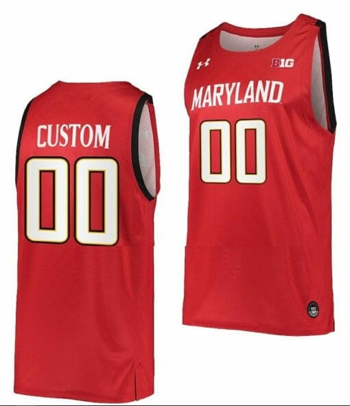 Custom Maryland Terrapins Jersey NCAA College Basketball Name and Number Away Red