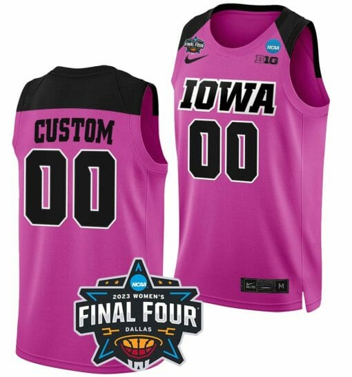 Custom Iowa Hawkeyes Jersey Name and Number College Basketball 2023 NCAA Final Four Pink
