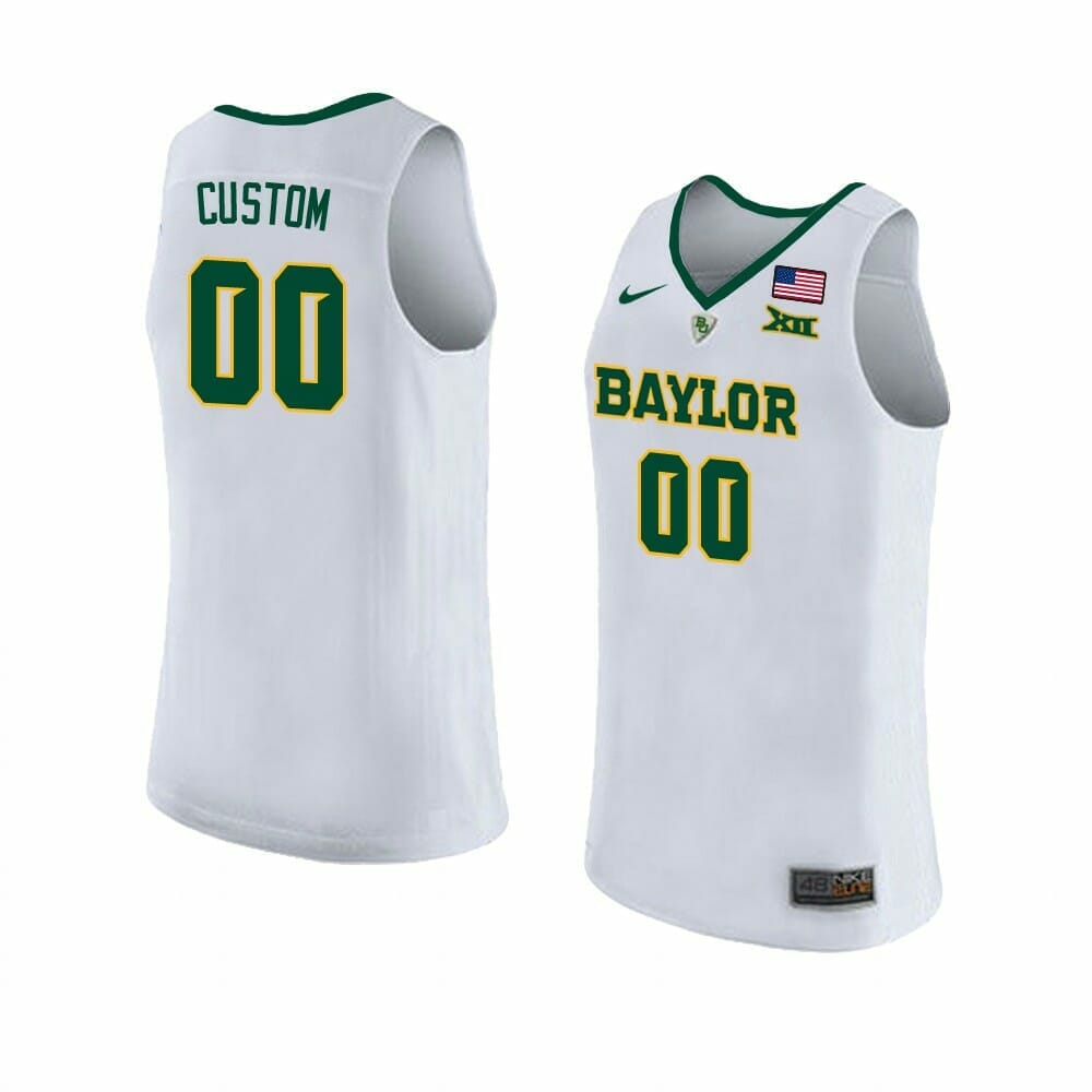 Custom Baylor Bear Basketball Jersey College Name and Number White