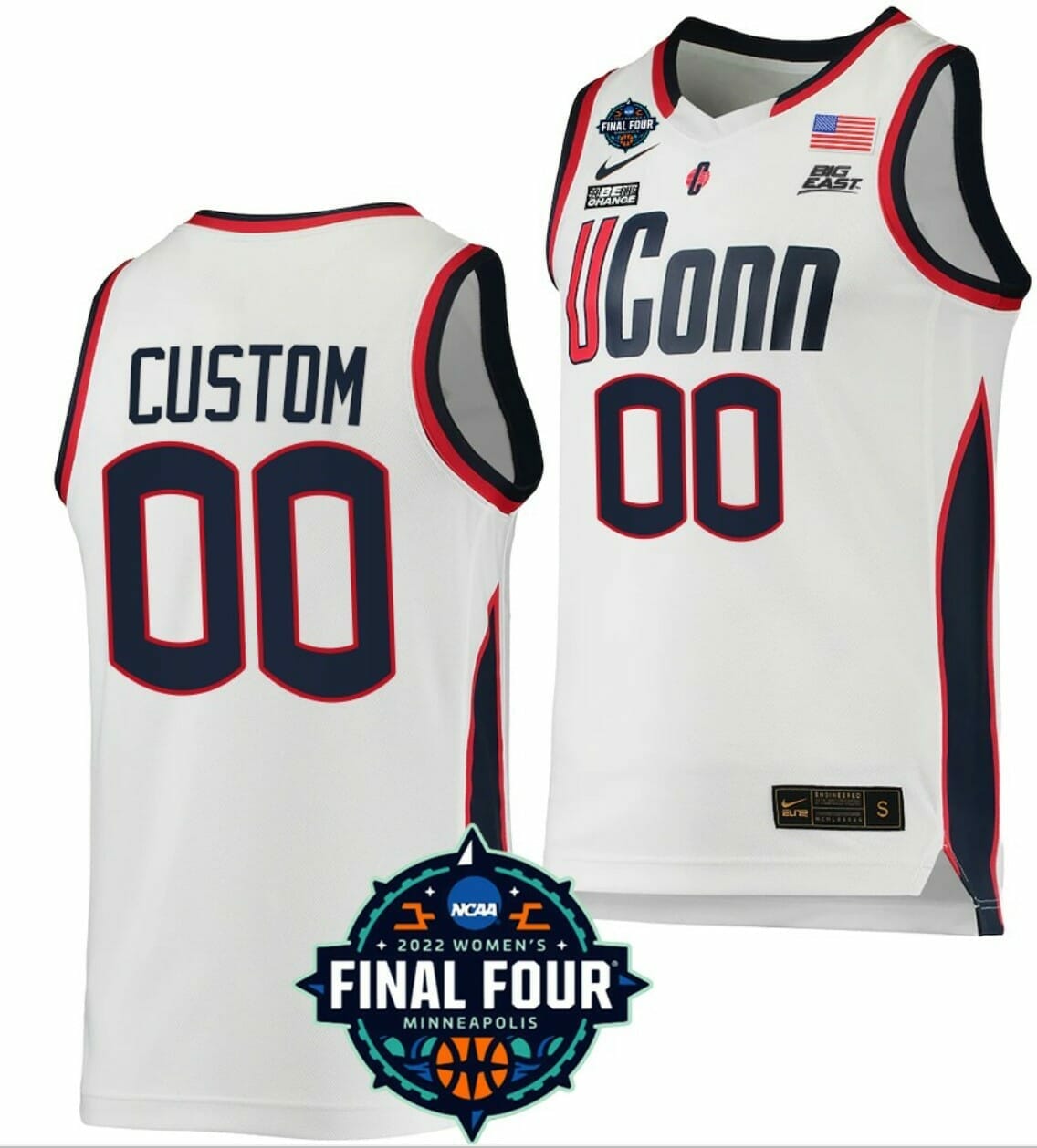 Custom UConn Huskies Jersey Name and Number College Basketball March Madness Final Four White