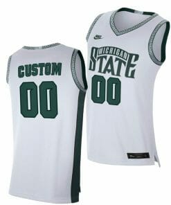 Custom Michigan State Jersey Name and Number College Basketball Home White