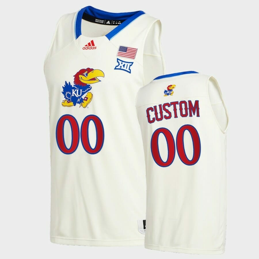 Custom Kansas Jayhawks Jersey Name, Number College Basketball Cream
