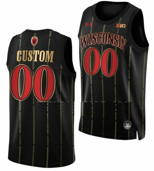 Custom Wisconsin Badgers Jersey Name and Number College Basketball Black