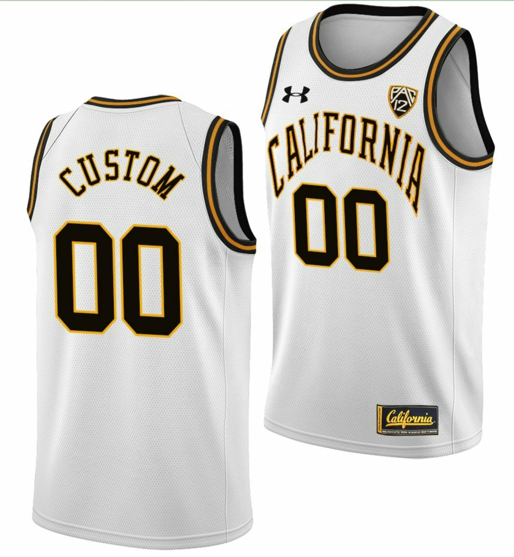 Custom Cal Bears Jersey Name and Number College Basketball White Throwback