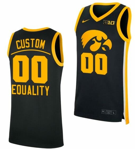Custom  Iowa Hawkeyes Jersey College Basketball Equality Black Big Ten