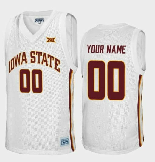 Custom Iowa State Cyclones Jersey Name & Number College Basketball White Alumni