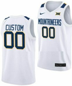 Custom West Virginia Jersey Name and Number Mountaineers College Basketball White Home