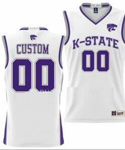 Custom Kansas State Wildcats Jersey Basketball Name & Number NIL Pick-A-Player White