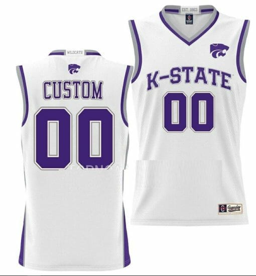 Custom Kansas State Wildcats Jersey Basketball Name & Number NIL Pick-A-Player White